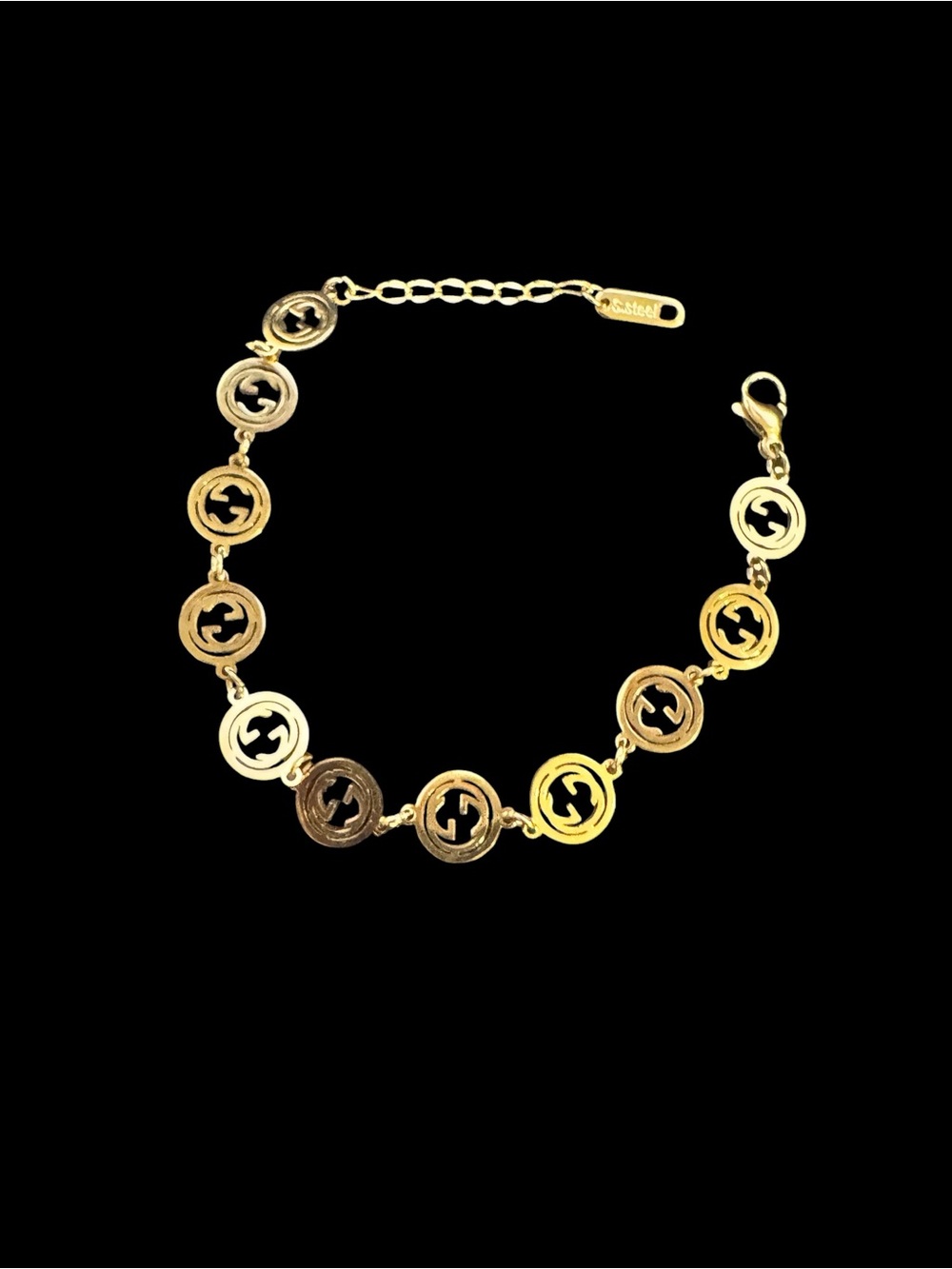 Gold-Tone Interlocking Circle Bracelet - Women Jewelry 8”